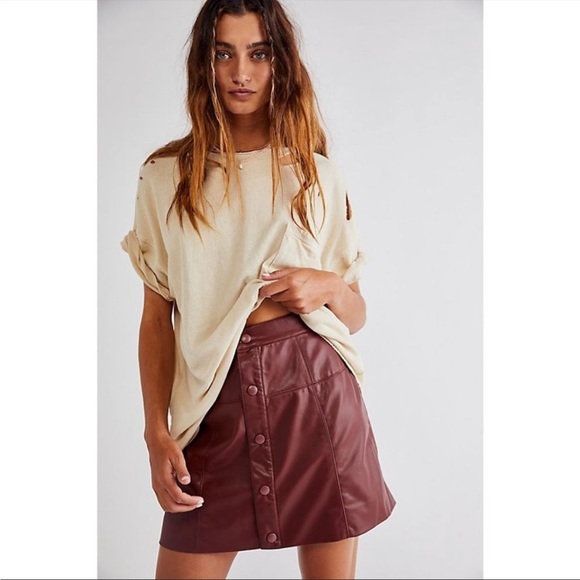 Free People vegan leather snap skirt - Picture 2 of 8